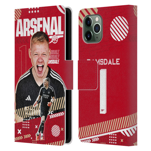 Arsenal FC 2023/24 First Team Aaron Ramsdale Leather Book Wallet Case Cover For Apple iPhone 11 Pro