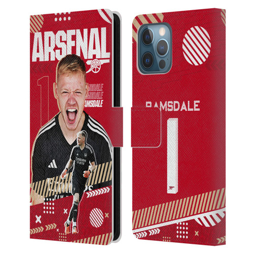 Arsenal FC 2023/24 First Team Aaron Ramsdale Leather Book Wallet Case Cover For Apple iPhone 12 Pro Max