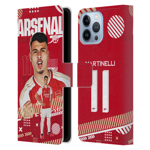 Arsenal FC 2023/24 First Team Gabriel Leather Book Wallet Case Cover For Apple iPhone 13 Pro Max