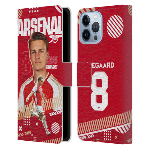 Arsenal FC 2023/24 First Team Martin Ødegaard Leather Book Wallet Case Cover For Apple iPhone 13 Pro Max