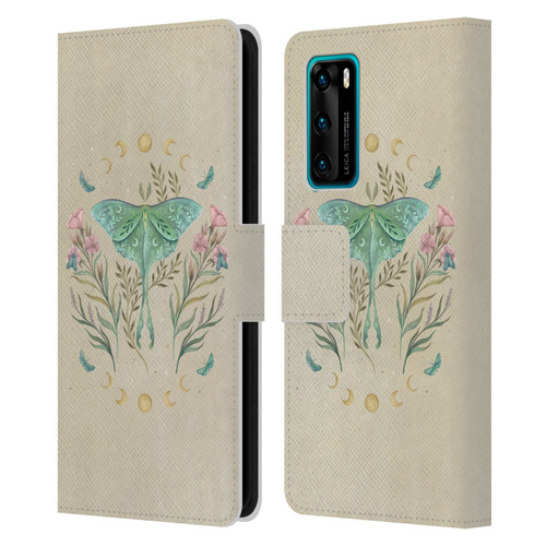 Episodic Drawing Illustration Animals Moth, Butterflies, & Flowers Leather Book Wallet Case Cover For Huawei P40 5G