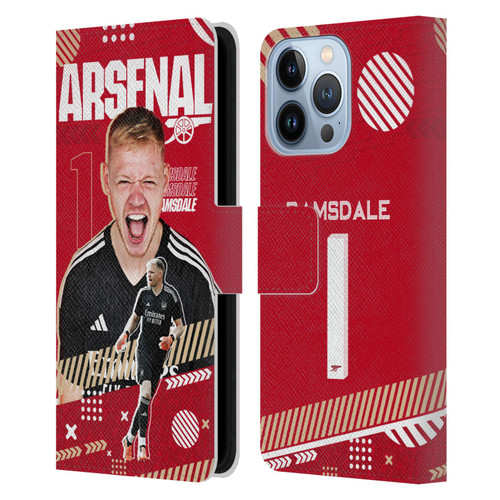 Arsenal FC 2023/24 First Team Aaron Ramsdale Leather Book Wallet Case Cover For Apple iPhone 13 Pro