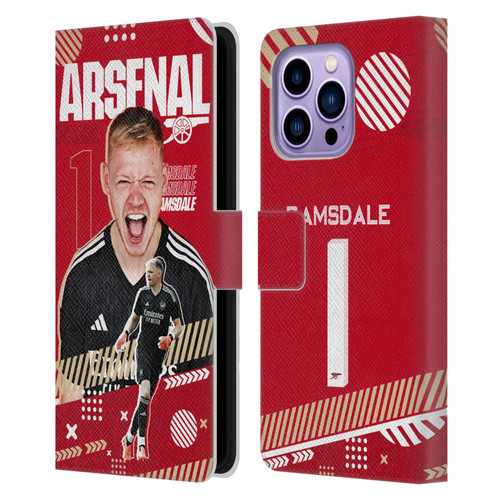 Arsenal FC 2023/24 First Team Aaron Ramsdale Leather Book Wallet Case Cover For Apple iPhone 14 Pro Max