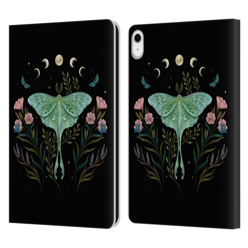 Episodic Drawing Illustration Animals Moth and Flowers Leather Book Wallet Case Cover For Apple iPad 10.9 2022/2025