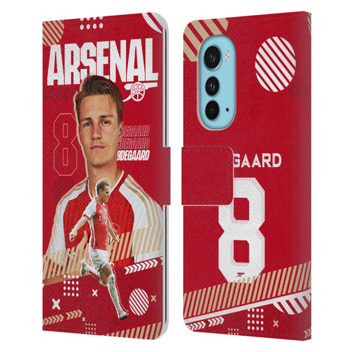 Arsenal FC 2023/24 First Team Martin Ødegaard Leather Book Wallet Case Cover For Motorola Edge (2022)