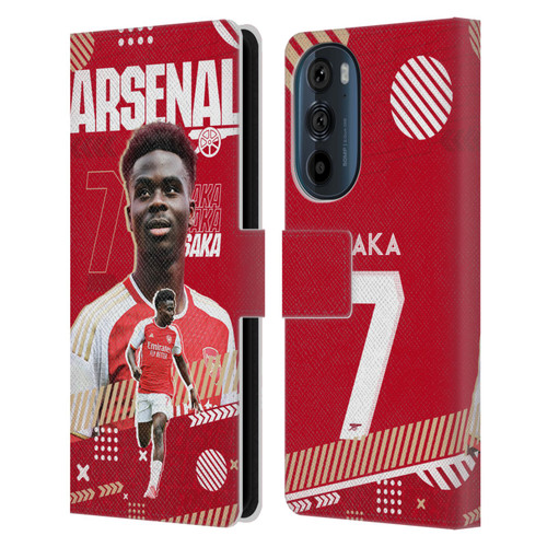 Arsenal FC 2023/24 First Team Bukayo Saka Leather Book Wallet Case Cover For Motorola Edge 30