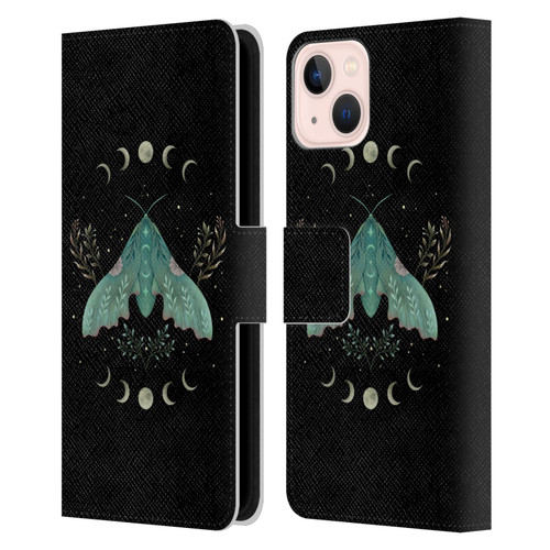 Episodic Drawing Illustration Animals Luna And Moth Leather Book Wallet Case Cover For Apple iPhone 13