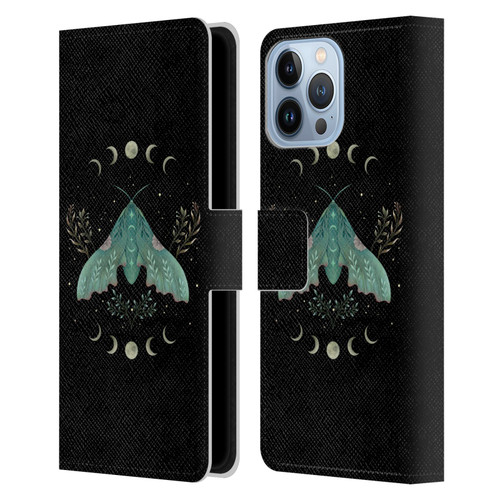 Episodic Drawing Illustration Animals Luna And Moth Leather Book Wallet Case Cover For Apple iPhone 13 Pro Max