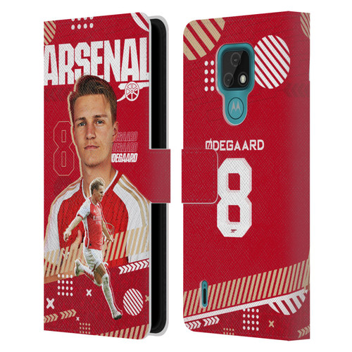 Arsenal FC 2023/24 First Team Martin Ødegaard Leather Book Wallet Case Cover For Motorola Moto E7