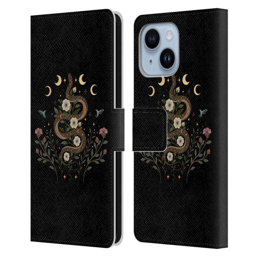 Episodic Drawing Illustration Animals Serpent Spell Leather Book Wallet Case Cover For Apple iPhone 14 Plus