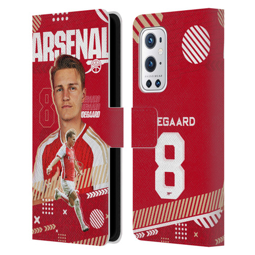 Arsenal FC 2023/24 First Team Martin Ødegaard Leather Book Wallet Case Cover For OnePlus 9 Pro
