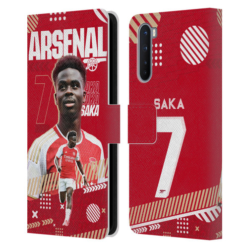 Arsenal FC 2023/24 First Team Bukayo Saka Leather Book Wallet Case Cover For OnePlus Nord 5G