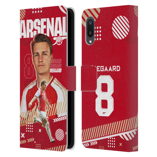 Arsenal FC 2023/24 First Team Martin Ødegaard Leather Book Wallet Case Cover For Samsung Galaxy A02/M02 (2021)