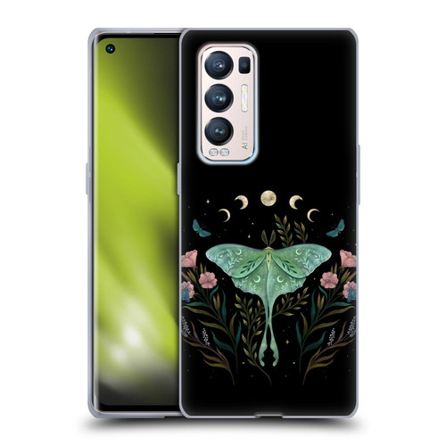 Episodic Drawing Illustration Animals Moth and Flowers Soft Gel Case for OPPO Find X3 Neo / Reno5 Pro+ 5G