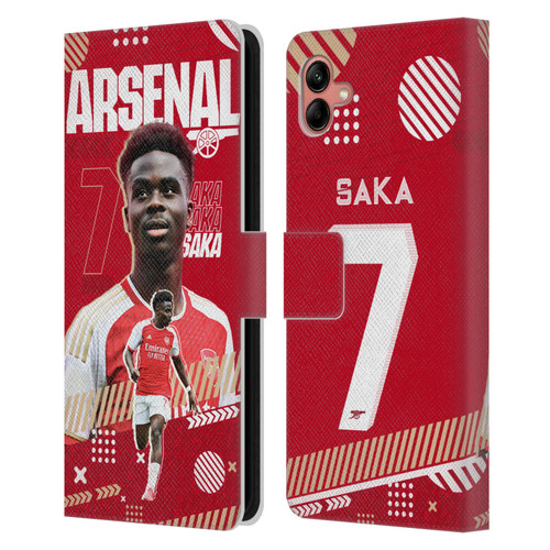 Arsenal FC 2023/24 First Team Bukayo Saka Leather Book Wallet Case Cover For Samsung Galaxy A04 (2022)