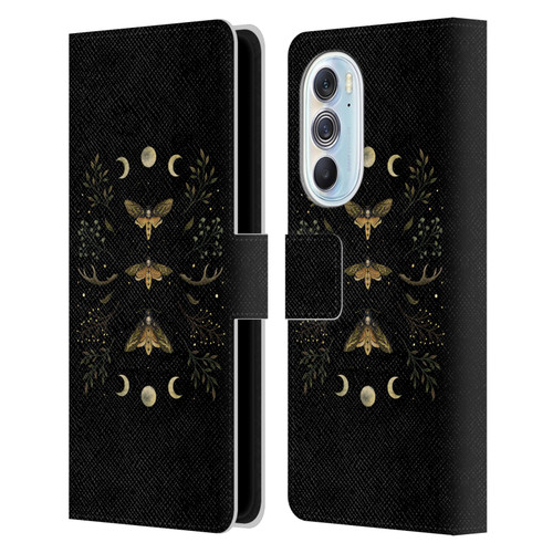 Episodic Drawing Illustration Animals Death Head Moth Night Leather Book Wallet Case Cover For Motorola Edge X30