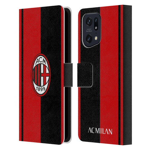 AC Milan Crest Red And Black Leather Book Wallet Case Cover For OPPO Find X5