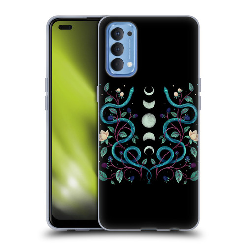 Episodic Drawing Illustration Animals Serpent Moon Soft Gel Case for OPPO Reno 4 5G