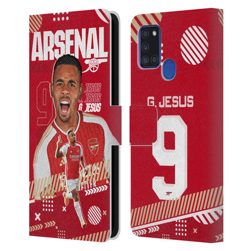 Arsenal FC 2023/24 First Team Gabriel Jesus Leather Book Wallet Case Cover For Samsung Galaxy A21s (2020)
