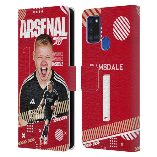 Arsenal FC 2023/24 First Team Aaron Ramsdale Leather Book Wallet Case Cover For Samsung Galaxy A21s (2020)