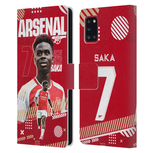 Arsenal FC 2023/24 First Team Bukayo Saka Leather Book Wallet Case Cover For Samsung Galaxy A31 (2020)