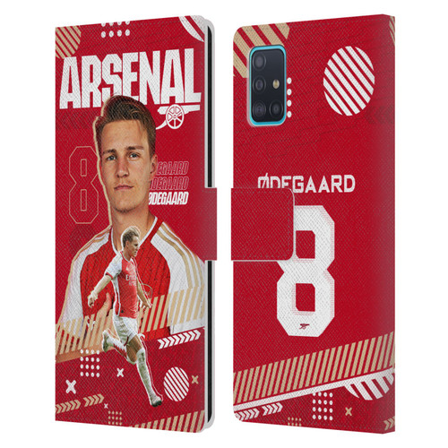 Arsenal FC 2023/24 First Team Martin Ødegaard Leather Book Wallet Case Cover For Samsung Galaxy A51 (2019)
