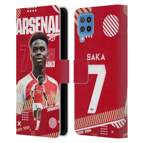 Arsenal FC 2023/24 First Team Bukayo Saka Leather Book Wallet Case Cover For Samsung Galaxy F22 (2021)