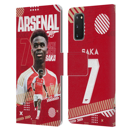 Arsenal FC 2023/24 First Team Bukayo Saka Leather Book Wallet Case Cover For Samsung Galaxy S20 / S20 5G