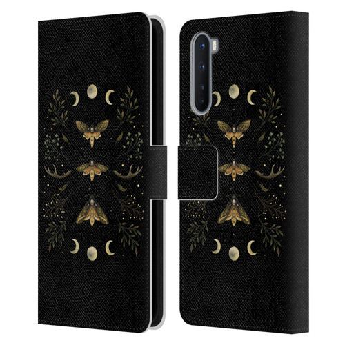 Episodic Drawing Illustration Animals Death Head Moth Night Leather Book Wallet Case Cover For OnePlus Nord 5G