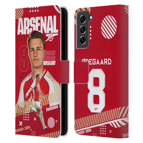 Arsenal FC 2023/24 First Team Martin Ødegaard Leather Book Wallet Case Cover For Samsung Galaxy S21 FE 5G