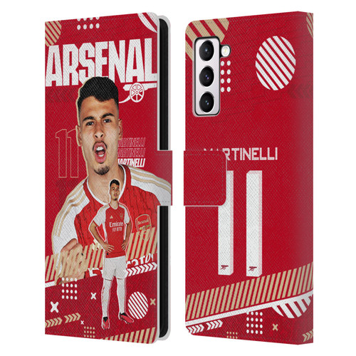 Arsenal FC 2023/24 First Team Gabriel Leather Book Wallet Case Cover For Samsung Galaxy S21+ 5G