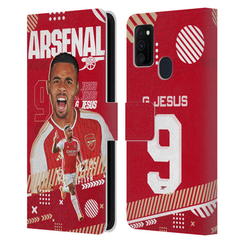 Arsenal FC 2023/24 First Team Gabriel Jesus Leather Book Wallet Case Cover For Samsung Galaxy M30s (2019)/M21 (2020)