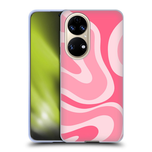 Kierkegaard Design Studio Art Modern Liquid Swirl Candy Pink Soft Gel Case for Huawei P50