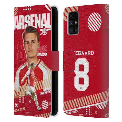 Arsenal FC 2023/24 First Team Martin Ødegaard Leather Book Wallet Case Cover For Samsung Galaxy M31s (2020)