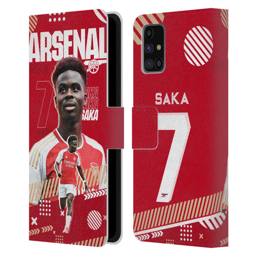 Arsenal FC 2023/24 First Team Bukayo Saka Leather Book Wallet Case Cover For Samsung Galaxy M31s (2020)