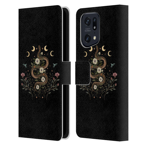 Episodic Drawing Illustration Animals Serpent Spell Leather Book Wallet Case Cover For OPPO Find X5 Pro