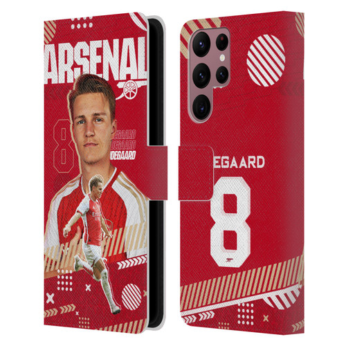 Arsenal FC 2023/24 First Team Martin Ødegaard Leather Book Wallet Case Cover For Samsung Galaxy S22 Ultra 5G