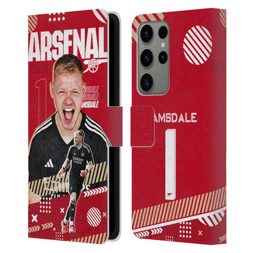 Arsenal FC 2023/24 First Team Aaron Ramsdale Leather Book Wallet Case Cover For Samsung Galaxy S23 Ultra 5G