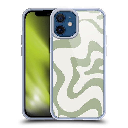 Kierkegaard Design Studio Art Retro Liquid Swirl Sage Green Soft Gel Case for Apple iPhone 12 Mini