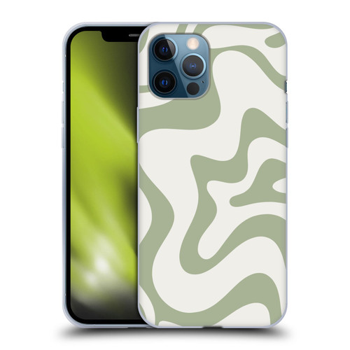 Kierkegaard Design Studio Art Retro Liquid Swirl Sage Green Soft Gel Case for Apple iPhone 12 Pro Max