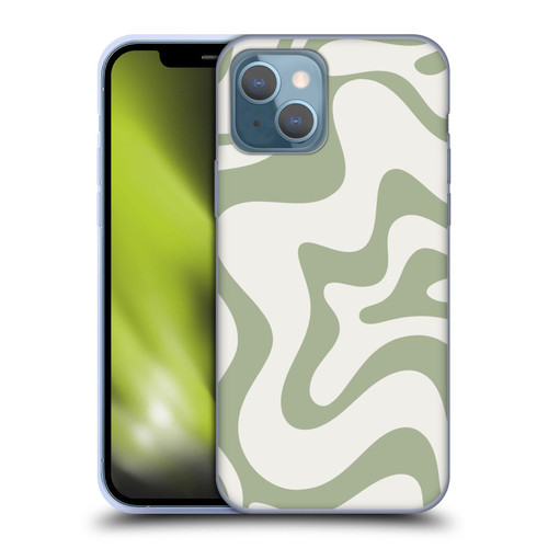 Kierkegaard Design Studio Art Retro Liquid Swirl Sage Green Soft Gel Case for Apple iPhone 13