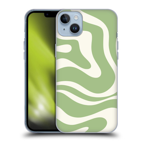 Kierkegaard Design Studio Art Modern Liquid Swirl in Sage Soft Gel Case for Apple iPhone 14 Plus