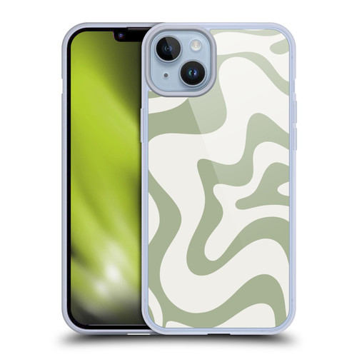 Kierkegaard Design Studio Art Retro Liquid Swirl Sage Green Soft Gel Case for Apple iPhone 14 Plus