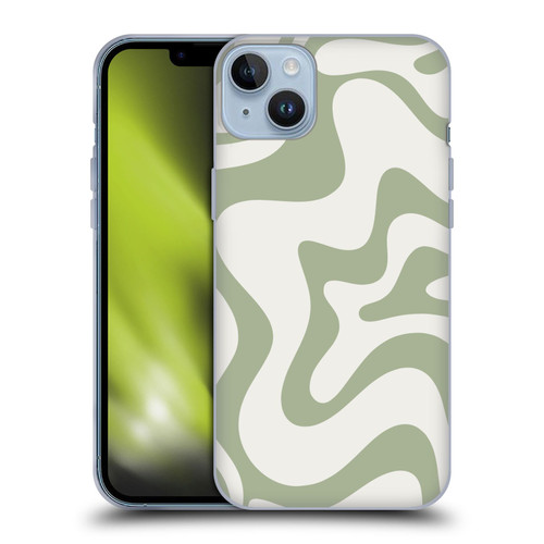 Kierkegaard Design Studio Art Retro Liquid Swirl Sage Green Soft Gel Case for Apple iPhone 14 Plus