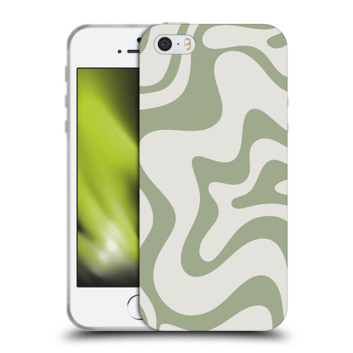 Kierkegaard Design Studio Art Retro Liquid Swirl Sage Green Soft Gel Case for Apple iPhone 5 / 5s / iPhone SE 2016