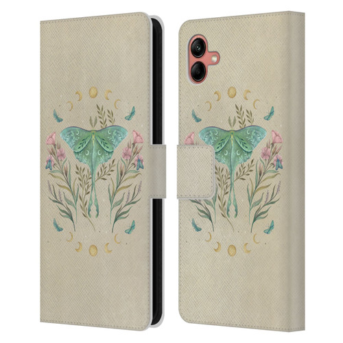 Episodic Drawing Illustration Animals Moth, Butterflies, & Flowers Leather Book Wallet Case Cover For Samsung Galaxy A04 (2022)