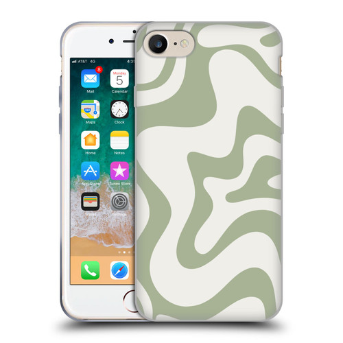 Kierkegaard Design Studio Art Retro Liquid Swirl Sage Green Soft Gel Case for Apple iPhone 7 / 8 / SE 2020 & 2022