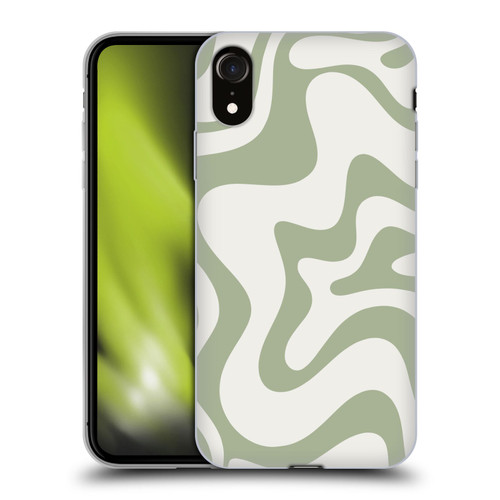 Kierkegaard Design Studio Art Retro Liquid Swirl Sage Green Soft Gel Case for Apple iPhone XR