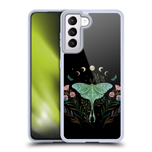 Episodic Drawing Illustration Animals Moth and Flowers Soft Gel Case for Samsung Galaxy S21 5G