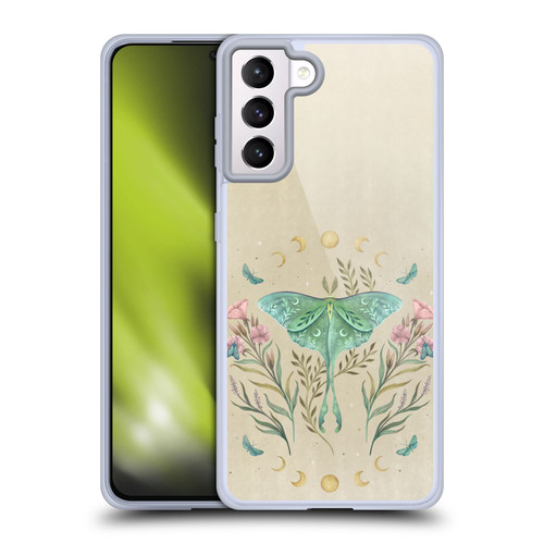 Episodic Drawing Illustration Animals Moth, Butterflies, & Flowers Soft Gel Case for Samsung Galaxy S21+ 5G